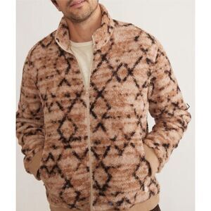 Marine Layer‎ NWT Mason Sherpa Full Zip Jacket In Tan Geo For Men's Large